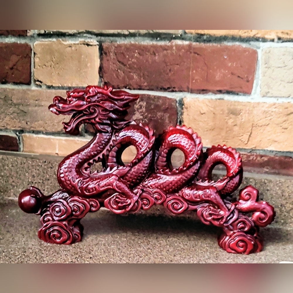Elegant Red Dragon Sculpture